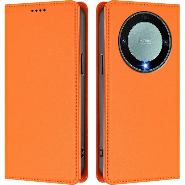Custodia In Pelle Per Honor X9A/Magic5 Lite, Custodia Flip Magnetica In Finto Cuoio Con Supporto Arancione-image