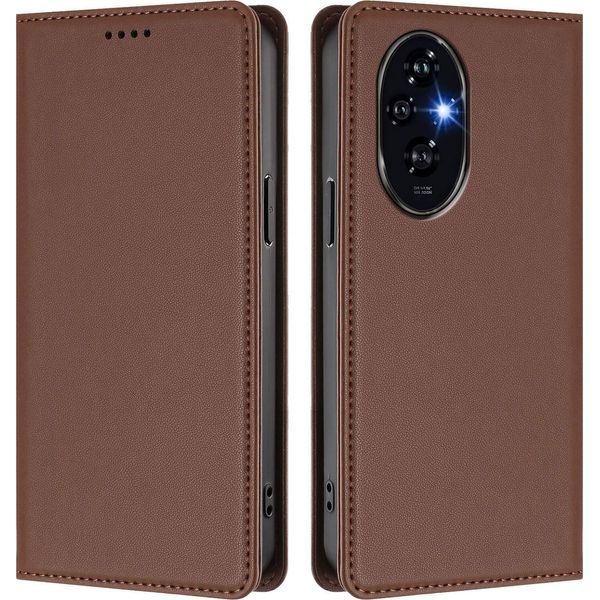 Custodia Per Telefono Cellulare Per Honor 200, Flip Cover In Finto Cuoio Antiurto Magnetica Con Supporto Marrone-image