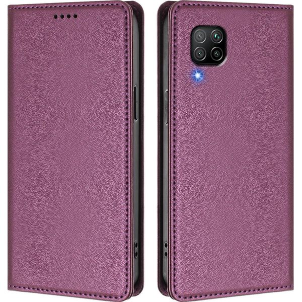 Custodia Per Huawei P40 Lite, Flip Cover In Finto Cuoio Antiurto Magnetica Con Supporto Viola-image