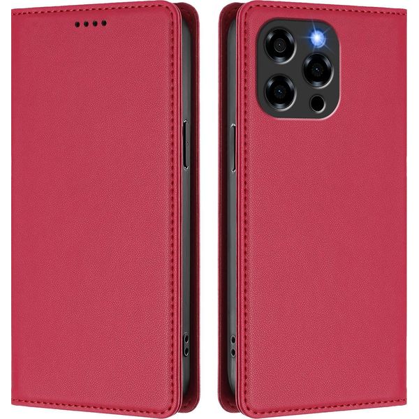 Custodia In Pelle Per Doogee Note 58 / Note 58 Pro, Custodia Magnetica In Finto Cuoio Con Supporto Rosso-image