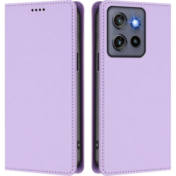 Custodia In Pelle Per Motorola Edge 60 Stylus/Moto G Stylus 5G 2025, Custodia Flip Magnetica In Finto Cuoio Con Supporto Viola Chiaro-image