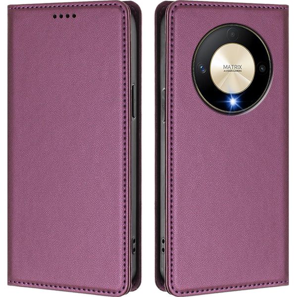 Custodia In Pelle Per Honor X9B/Magic6 Lite, Custodia Flip Magnetica In Finto Cuoio Con Supporto Viola-image