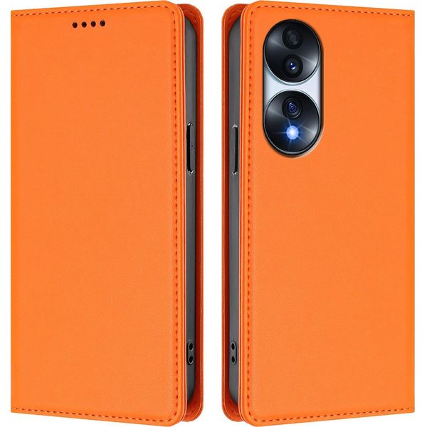 Custodia In Pelle Per Honor 70, Custodia Flip Magnetica In Finto Cuoio Con Supporto Arancione-image