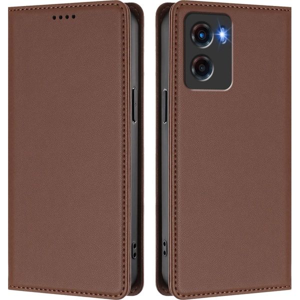 Custodia Per Cellulare Per Motorola Moto G05, Flip Cover In Finto Cuoio Antiurto Magnetica Con Supporto Marrone-image