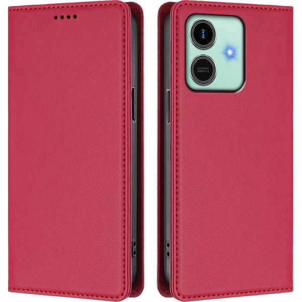 Custodia Per Telefono Cellulare Per Honor Play10, Flip Cover In Finto Cuoio Antiurto Magnetica Con Supporto Rosso-image