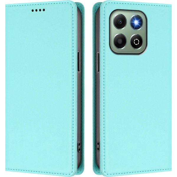 Custodia Per Telefono Cellulare Per Honor X6B/Honor X6A, Flip Cover In Finto Cuoio Antiurto Magnetica Con Supporto Turchese-image