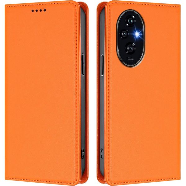 Custodia In Pelle Per Honor 200, Custodia Flip Magnetica In Finto Cuoio Con Supporto Arancione-image