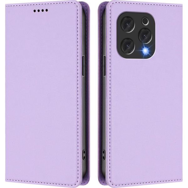 Custodia Per Telefono Cellulare Per Doogee N55 Plus, Custodia Magnetica Antiurto In Finto Cuoio Flip Cover Con Supporto Viola-image