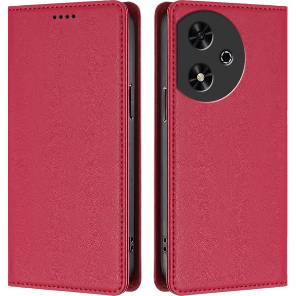 Custodia Per Telefono Cellulare Per Honor Play50, Flip Cover In Finto Cuoio Antiurto Magnetica Con Supporto Rosso-image