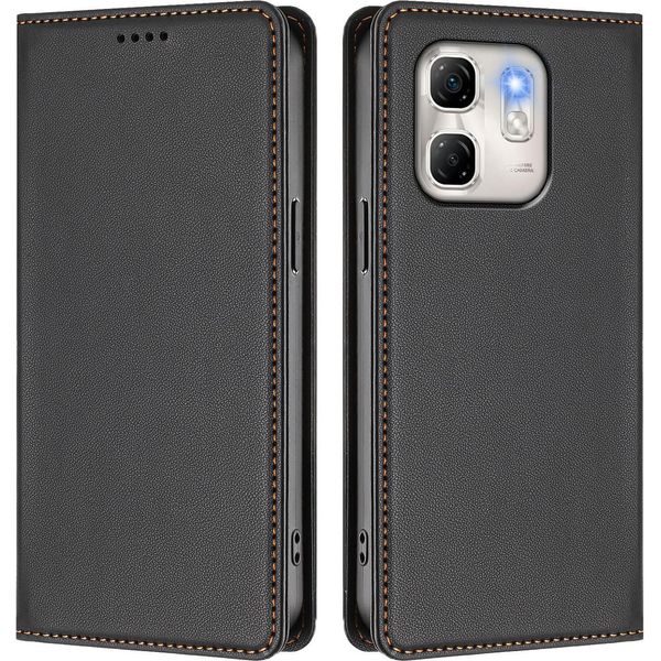 Custodia Per Cellulare Per Infinix Hot 50I /Smart 9 /Smart 9 Hd,Poliuretanoleather Flip Cover Custodia Magnetica Antiurto Con Supporto Nero-image
