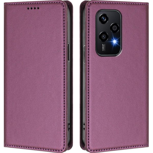 Custodia In Pelle Per Honor 200 Lite, Custodia Flip Magnetica In Finto Cuoio Con Supporto Viola-image