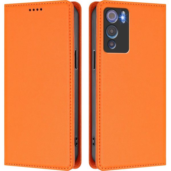 Custodia In Pelle Per Doogee N60 Pro, Custodia Flip Magnetica In Finto Cuoio Con Supporto Arancione-image