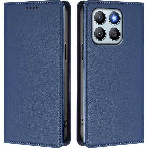 Custodia In Pelle Per Honor X8B, Flip Case Magnetico In Finto Cuoio Con Supporto Blu Scuro-image