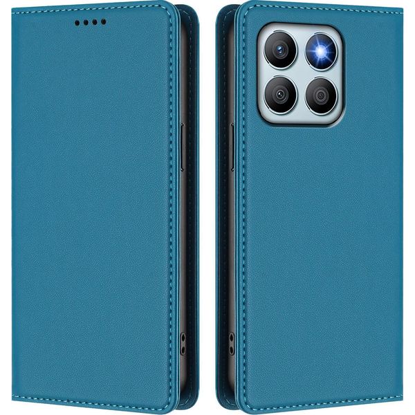 Custodia Per Telefono Cellulare Per Honor X8B, Flip Cover In Finto Cuoio Antiurto Magnetica Con Supporto Blu-image