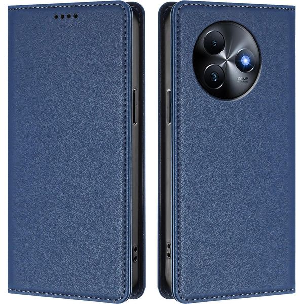 Custodia In Pelle Per Itel S24, Custodia Flip Magnetica In Finto Cuoio Con Supporto Blu Scuro-image
