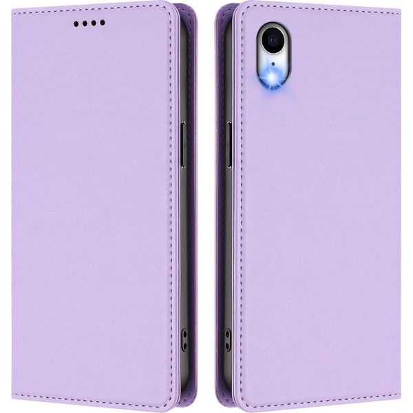 Custodia Per Iphone Xr, Flip Case In Finto Cuoio Custodia Magnetica Antiurto Con Supporto Viola-image
