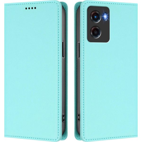 Custodia Per Motorola Moto G05, Flip Cover In Finto Cuoio Antiurto Magnetica Con Supporto Turchese-image