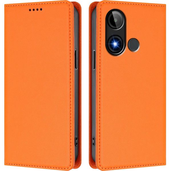 Custodia Per Telefono Cellulare Per Blu C9, Flip Cover In Finto Cuoio Antiurto Custodia Magnetica Con Supporto Arancione-image