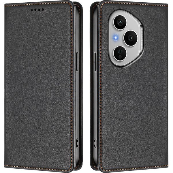 Custodia Per Telefono Cellulare Per Honor 400 Pro, Flip Cover In Finto Cuoio Antiurto Magnetica Con Supporto Nero-image
