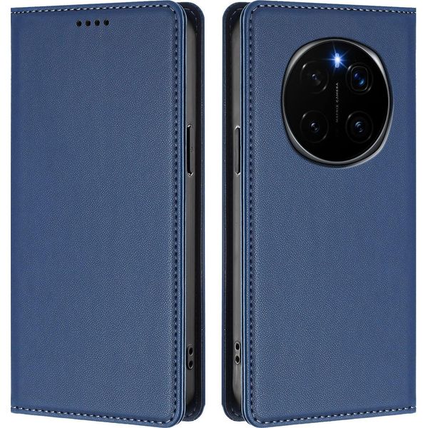 Custodia In Pelle Per Honor Magic7 Pro, Flip Case Magnetico In Finto Cuoio Con Supporto Blu Scuro-image
