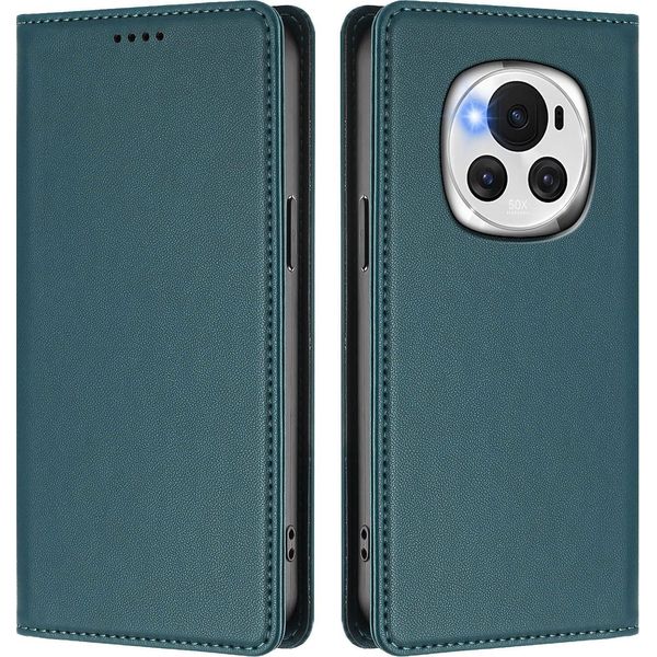 Custodia In Pelle Per Honor Magic6, Flip Case Magnetico In Finto Cuoio Con Supporto Verde-image