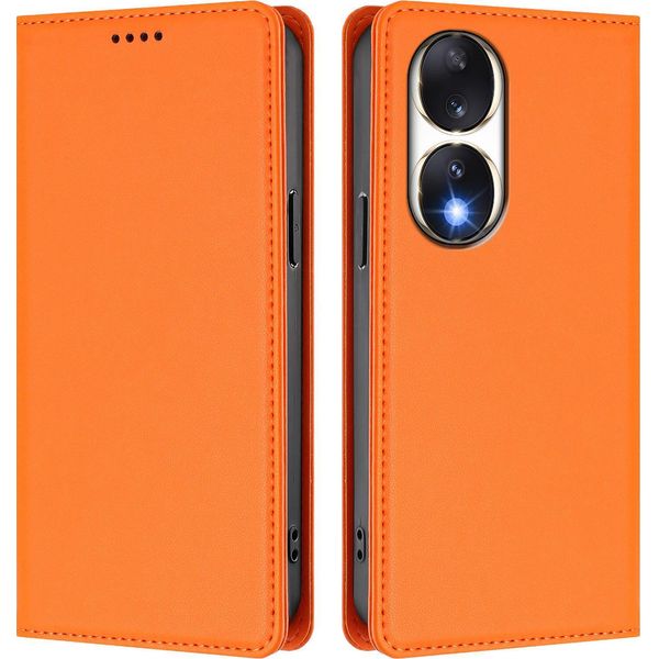 Custodia In Pelle Per Honor 90, Custodia Flip Magnetica In Finto Cuoio Con Supporto Arancione-image