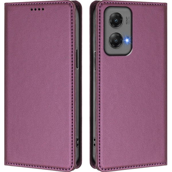 Custodia In Pelle Per Motorola Moto G Stylus 5G 2024, Custodia Flip Magnetica In Finto Cuoio Con Supporto Viola-image