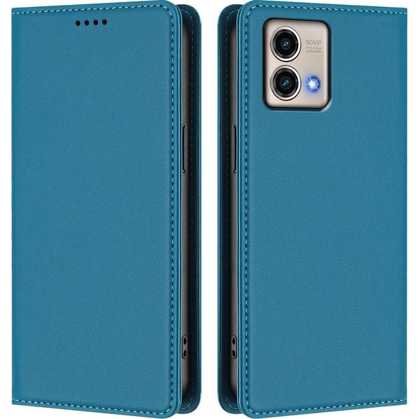 Custodia Per Motorola Moto G Stylus 5G 2023, Custodia Magnetica Antiurto Con Supporto In Finto Cuoio Flip Cover Blu-image