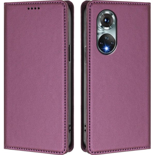 Custodia In Pelle Per Huawei Nova 9 /Honor 50, Flip Case Magnetico In Finto Cuoio Con Supporto Purple-image