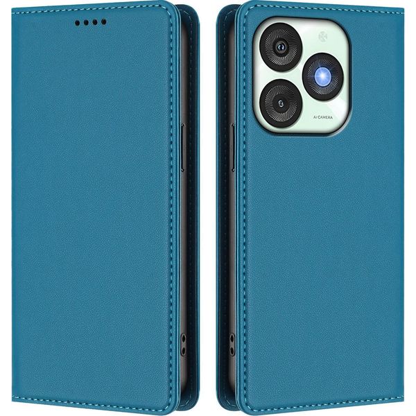 Custodia In Pelle Per Itel A50, Custodia Flip Magnetica In Finto Cuoio Con Supporto Lake Blu-image