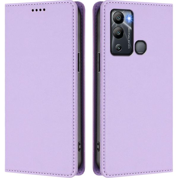 Custodia In Pelle Per Infinix Hot 12I / Hot 20I, Custodia Flip Magnetica In Finto Cuoio Con Supporto Viola Chiaro-image