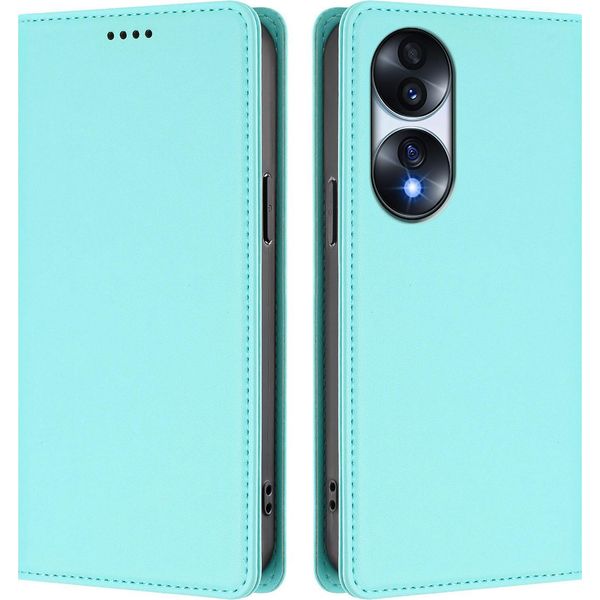 Custodia In Pelle Per Honor 70, Flip Case Magnetico In Finto Cuoio Con Supporto Verde Menta-image
