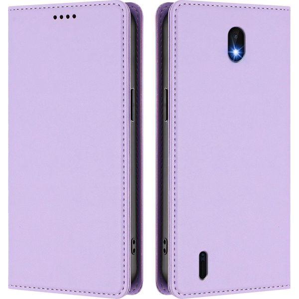 Custodia In Pelle Per Nokia C01 Plus/Nokia C1 2Nd Edition, Custodia Flip Magnetica In Finto Cuoio Con Supporto Viola Chiaro-image