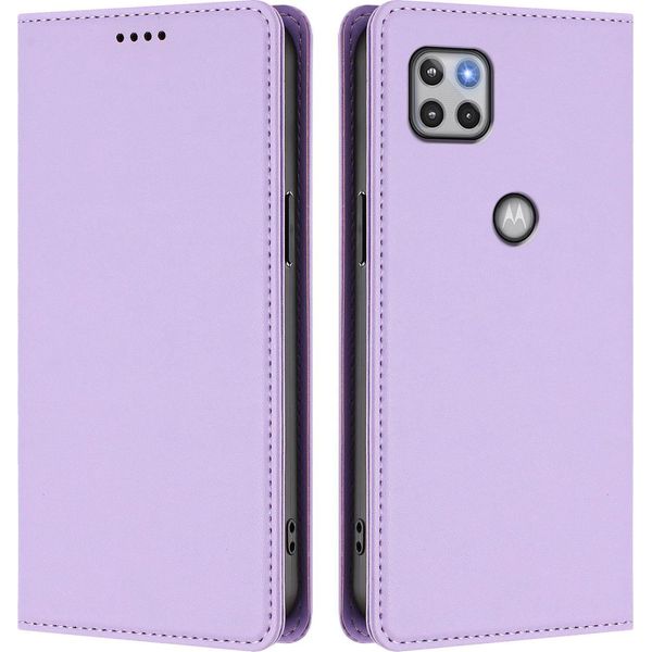 Custodia Per Motorola Moto G 5G 2020, Custodia Magnetica Antiurto Con Supporto In Finto Cuoio Flip Cover Viola-image