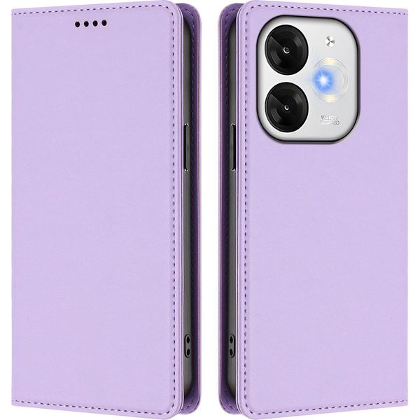 Custodia Per Telefono Cellulare Per Itel A80, Flip Cover In Finto Cuoio Antiurto Custodia Magnetica Con Supporto Viola-image
