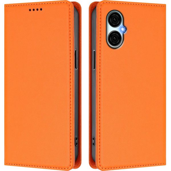Custodia Per Telefono Cellulare Per Blu G53, Flip Cover In Finto Cuoio Antiurto Custodia Magnetica Con Supporto Arancione-image
