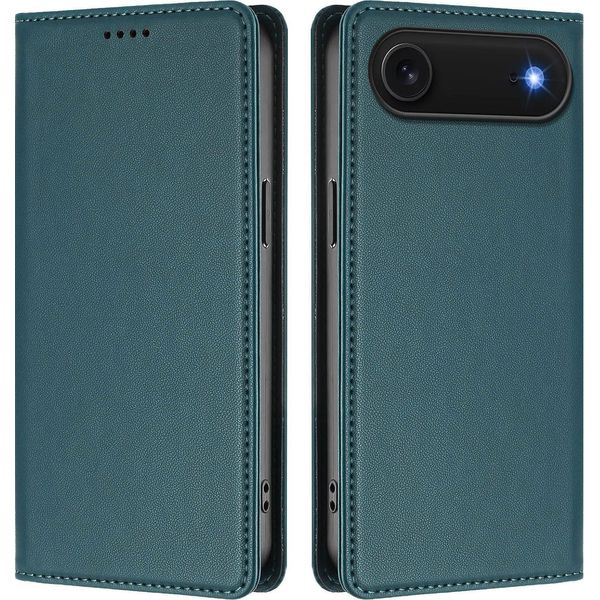 Custodia Per Iphone Air, Flip Case In Finto Cuoio Custodia Magnetica Antiurto Con Supporto Verde-image