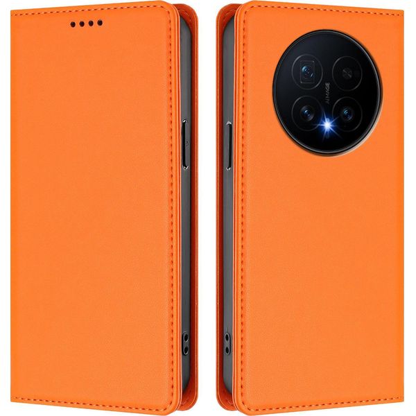 Custodia In Pelle Per Honor Magic8, Custodia Flip Magnetica In Finto Cuoio Con Supporto Arancione-image