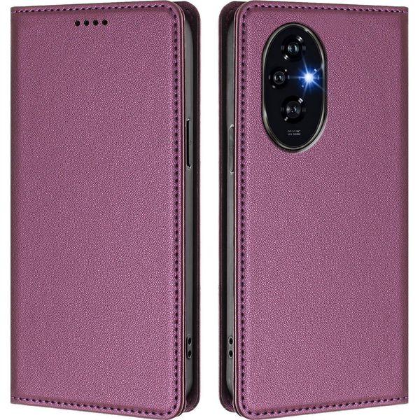 Custodia Per Telefono Cellulare Per Honor 200, Flip Cover In Finto Cuoio Antiurto Magnetica Con Supporto Viola-image
