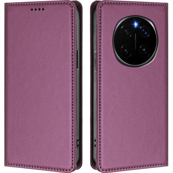 Custodia In Pelle Per Honor Magic7 Pro, Custodia Flip Magnetica In Finto Cuoio Con Supporto Viola-image