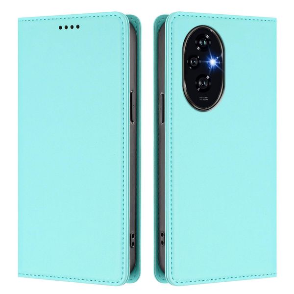Custodia Per Telefono Cellulare Per Honor 200 Pro, Flip Cover In Finto Cuoio Antiurto Magnetica Con Supporto Turchese-image