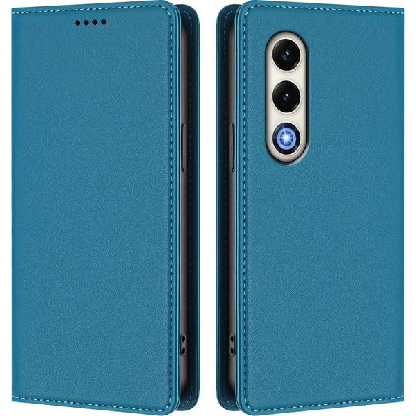Custodia In Pelle Per Itel S25, Custodia Magnetica In Finto Cuoio Flip Con Supporto Lake Blu-image