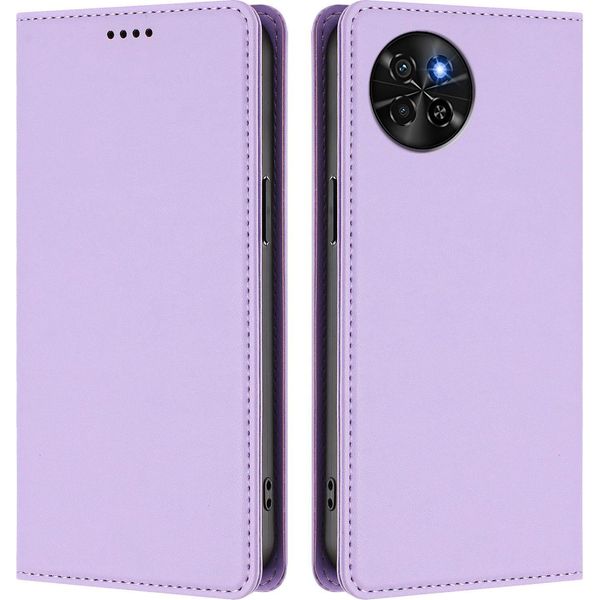 Custodia Per Cellulare Per Itel S23, Custodia Magnetica Antiurto Flip Cover In Finto Cuoio Con Supporto Viola-image