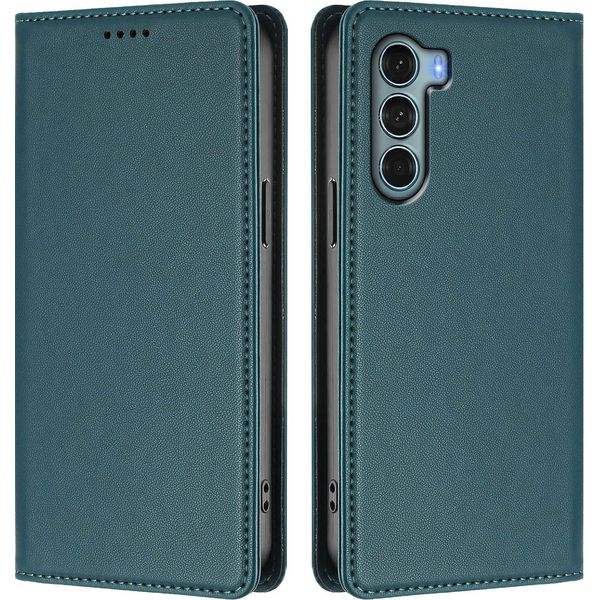 Custodia In Pelle Per Motorola Moto G200, Custodia Flip Magnetica In Finto Cuoio Con Supporto Verde-image
