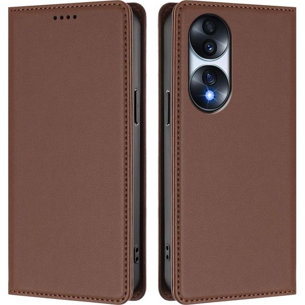 Custodia In Pelle Per Honor 70, Custodia Flip Magnetica In Finto Cuoio Con Supporto Marrone-image