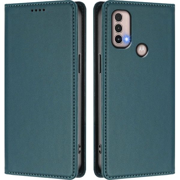 Custodia In Pelle Per Motorola Moto E20 / E30 / E40, Custodia Flip Magnetica In Finto Cuoio Con Supporto Verde-image