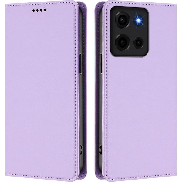Custodia Per Motorola Moto G 5G 2025, Custodia Magnetica Antiurto Con Supporto In Finto Cuoio Flip Cover Viola-image