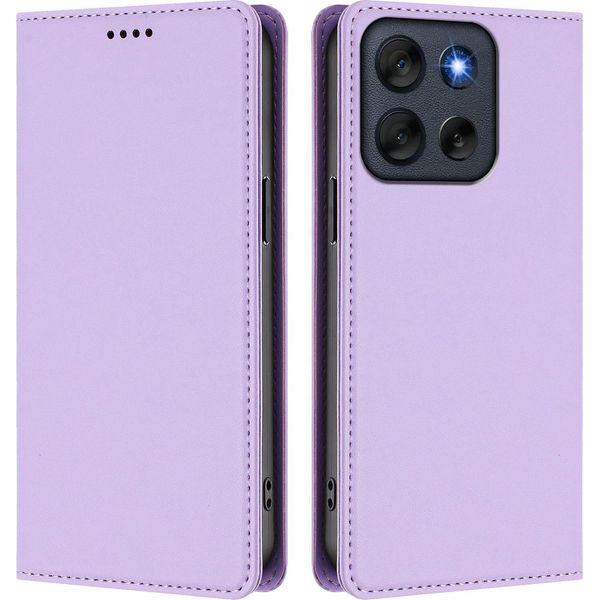 Custodia Per Motorola Moto G56, Flip Cover In Finto Cuoio Antiurto Magnetica Con Supporto Viola-image