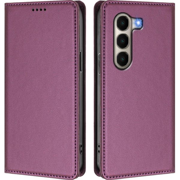 Custodia In Pelle Per Itel A95, Custodia Magnetica In Finto Cuoio Flip Con Supporto Purple-image