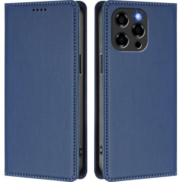 Custodia In Pelle Per Doogee Note 58 / Note 58 Pro, Flip Case Magnetico In Finto Cuoio Con Supporto Blu Scuro-image